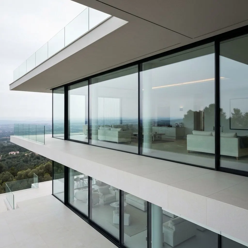 moderne luxieuse villa avec large fenetres