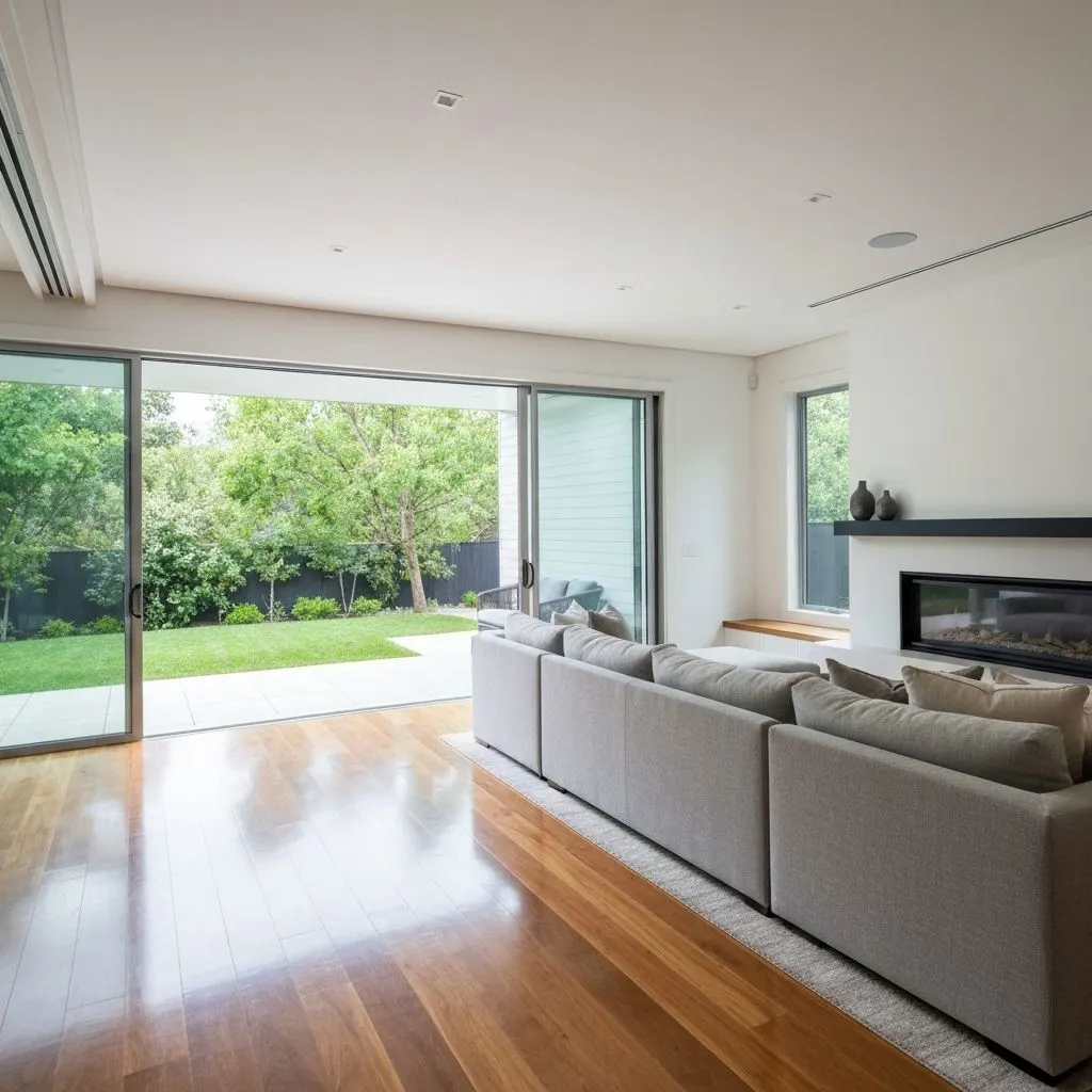 sliding glass door modern living room