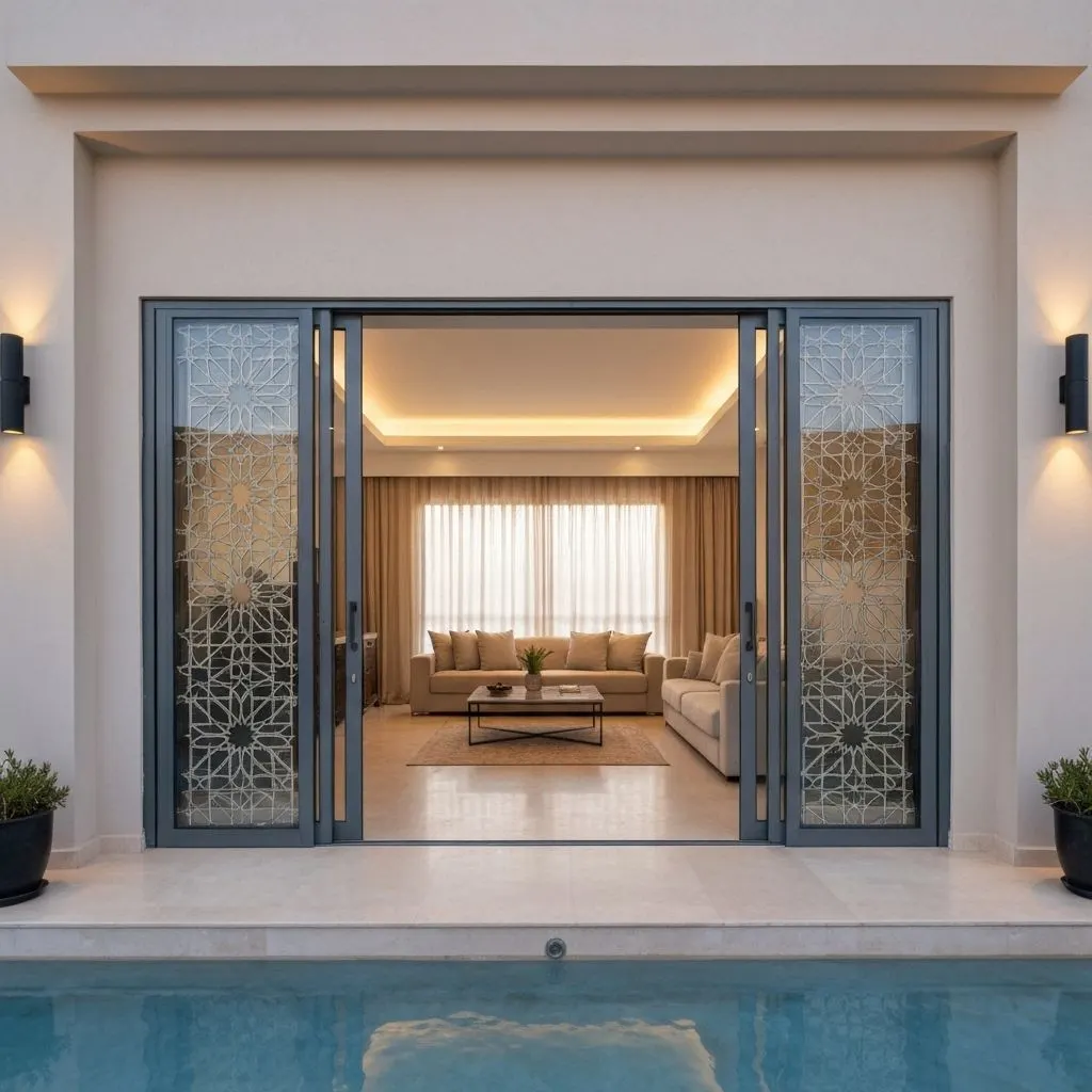 sliding glass door moroccan architecture